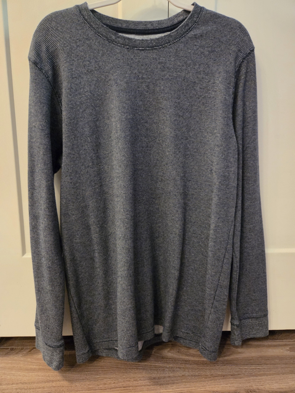 St. John's Bay Long-Sleeve Crewneck Navy Blue Textured Shirt